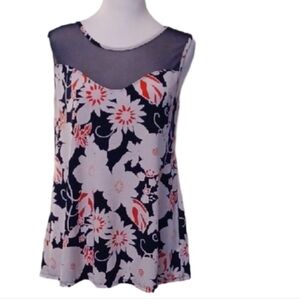 - SJS Floral Blouse with Sheer Black Yoke